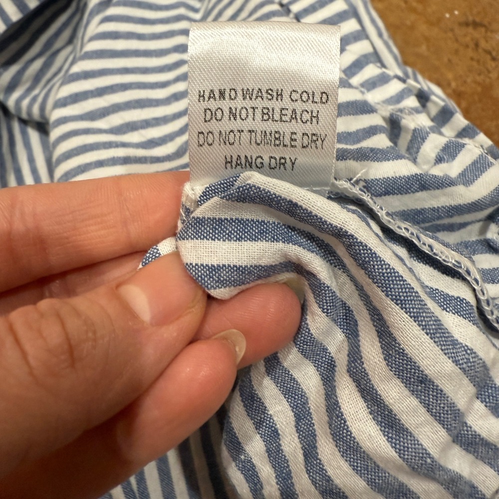 Miou Muse Tessa Stripe Bow Tie Dress Blue White Sleeveless Midi Small Coastal - Picture 13 of 13